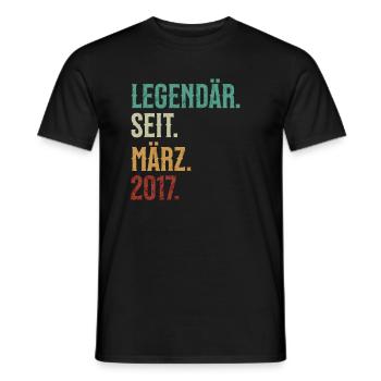 Legendär. Seit. März. 2017. Retro Birthday - Männer T-Shirt - Schwarz - Vorne - AI Model Male 178 light (178cm)