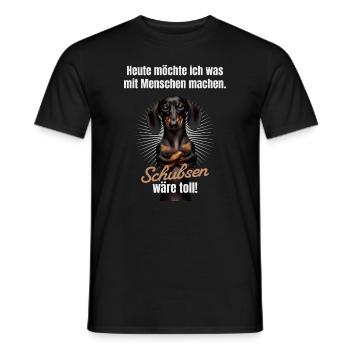 Was mit Menschen machen, schubsen wäre toll - Männer T-Shirt - Schwarz - Vorne - AI Model Male 178 light (178cm)