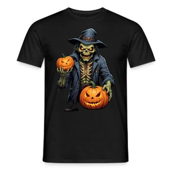 Halloween - Zombie Horror Horror with Pumpkin - Men's T-Shirt - black - Front - AI Model Male 178 light (178cm)