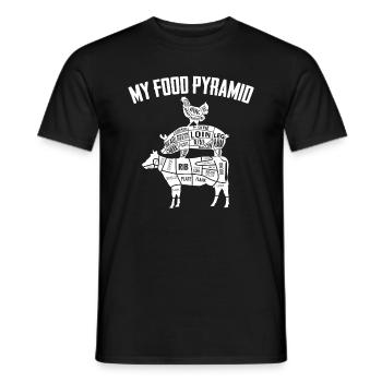 My Food Pyramide chair étiquetée - T-shirt homme - noir - Devant - AI Model Male 178 light (178cm)