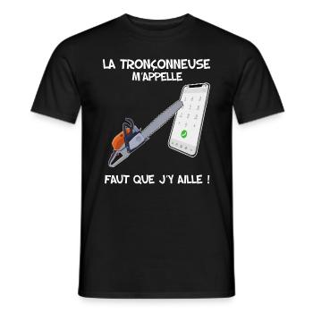 La Tronçonneuse M'Appelle Faut Que J' Y Aille - T-shirt homme - noir - Devant - AI Model Male 178 light (178cm)