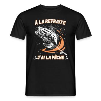 Retraité Pêcheur Heureux - T-shirt homme - noir - Devant - AI Model Male 178 light (178cm)
