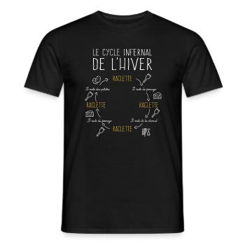 Raclette : Le cycle infernal de l'hiver - T-shirt homme - noir - Devant - AI Model Male 178 light (178cm)