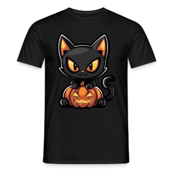 Cat Halloween Cat - Men's T-Shirt - black - Front - AI Model Male 178 light (178cm)