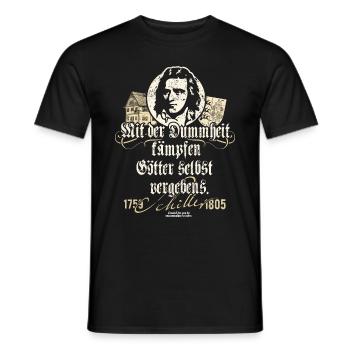 Friedrich Schiller Zitat Dummheit - Männer T-Shirt - Schwarz - Vorne - AI Model Male 178 light (178cm)