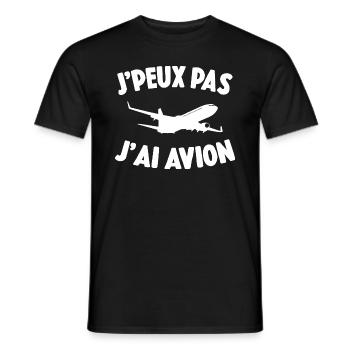 Je Peux Pas J'ai Avion Cadeau D'avion Pour Pilote - T-shirt homme - noir - Devant - AI Model Male 178 light (178cm)