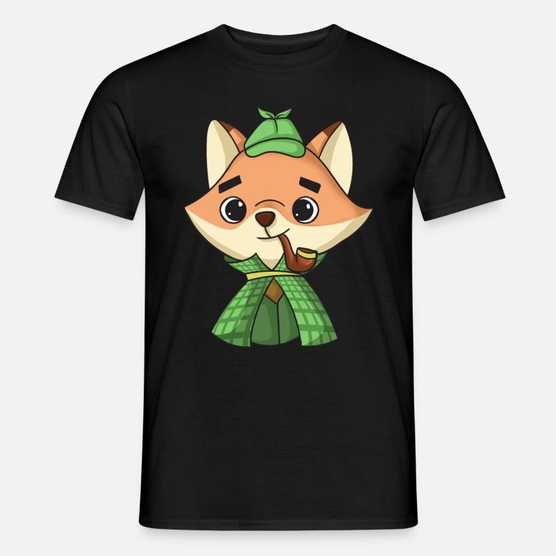 Fuchs-Detektiv - Männer T-Shirt - Schwarz
