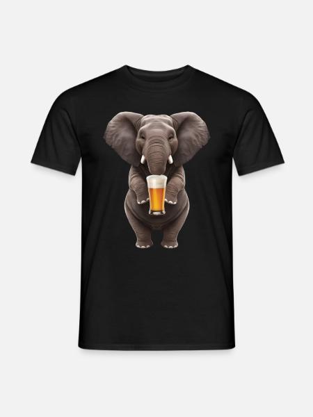 Elefant Bier - Männer T-Shirt - Schwarz