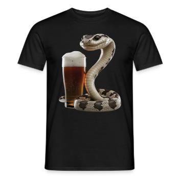Schlange Bier - Männer T-Shirt - Schwarz - Vorne - AI Model Male 178 light (178cm)