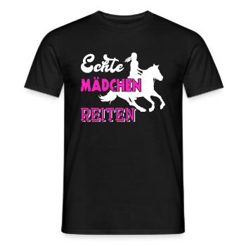 Pferde Mädchen reiten Spruch echte - Männer T-Shirt - Schwarz - Vorne - AI Model Male 178 light (178cm)