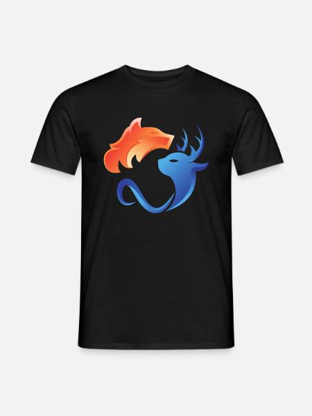 Feuer und Wasser, Gegensätze, Fuchs, Hirsch - Männer T-Shirt - Schwarz