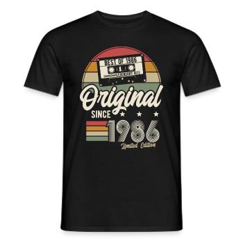 Original depuis 1986 Vintage Retro Anniversaire - T-shirt homme - noir - Devant - AI Model Male 178 light (178cm)