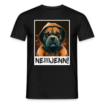 Hund Bulldogge Morgenmuffel Sarkasmus Kollege - Männer T-Shirt - Schwarz - Vorne - AI Model Male 178 light (178cm)
