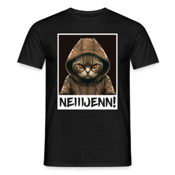 Nein! Katze Büro Morgenmuffel Sarkasmus Kollege - Männer T-Shirt - Schwarz - Vorne - AI Model Male 178 light (178cm)