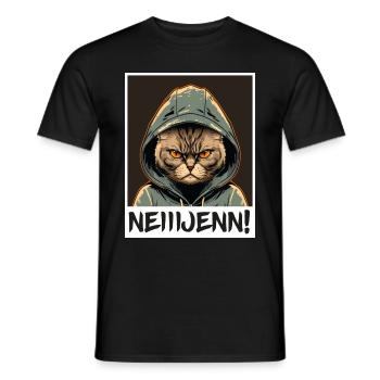 Nein! Katze Büro Morgenmuffel Sarkasmus Kollege - Männer T-Shirt - Schwarz - Vorne - AI Model Male 178 light (178cm)