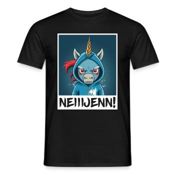 Nein! Einhorn Morgenmuffel Sarkasmus Kollege - Männer T-Shirt - Schwarz - Vorne - AI Model Male 178 light (178cm)
