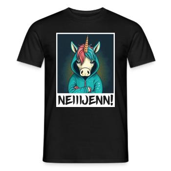 Nein! Einhorn Morgenmuffel Sarkasmus Kollege - Männer T-Shirt - Schwarz - Vorne - AI Model Male 178 light (178cm)