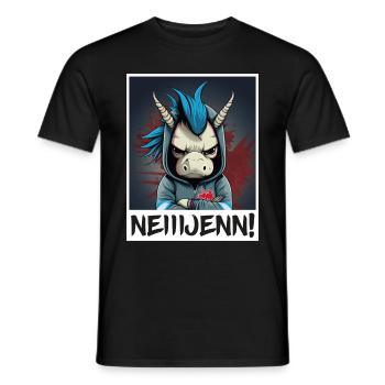 Nein! Einhorn Morgenmuffel Sarkasmus Kollege - Männer T-Shirt - Schwarz - Vorne - AI Model Male 178 light (178cm)