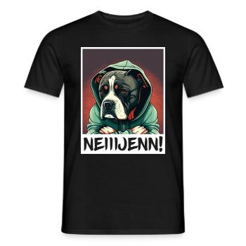 Nein! Hund Bulldogge Morgenmuffel Büro Kollege - Männer T-Shirt - Schwarz - Vorne - AI Model Male 178 light (178cm)