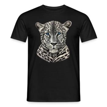 Snow Leopard with Blue Eyes, Beast Gift - T-shirt homme - noir - Devant - AI Model Male 178 light (178cm)