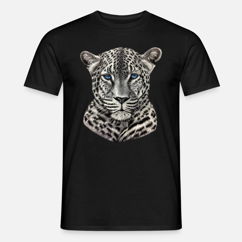 Snow Leopard with Blue Eyes, Beast Gift - Männer T-Shirt - Schwarz
