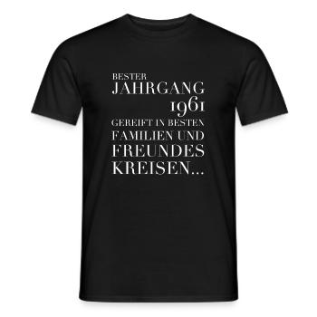Jahrgang 1961 und bei Freunden und Familie gereift - Männer T-Shirt - Schwarz - Vorne - AI Model Male 178 light (178cm)