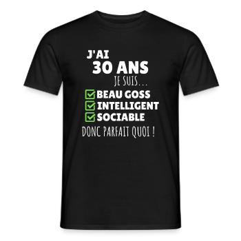 J'ai 30 ans anniversaire 30 ans homme humour - T-shirt homme - noir - Devant - AI Model Male 178 light (178cm)