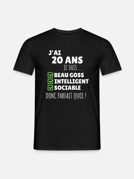 J'ai 20 ans anniversaire 20 ans homme humour - T-shirt homme - noir
