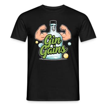 Fun "Gin Gains" design for all fitness fans - Men's T-Shirt - black - Front - AI Model Male 178 light (178cm)
