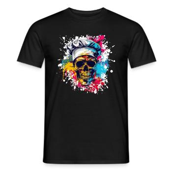 Koch Chef Totenkopf - Men's T-Shirt - black - Front - AI Model Male 178 light (178cm)