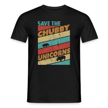 Speichern Sie das mollige Einhörner-Design. Retro-Stil - Männer T-Shirt - Schwarz - Vorne - AI Model Male 178 light (178cm)