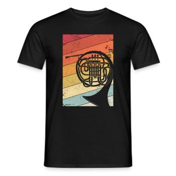 Waldhorn Grafik. Retro Style Brass Band Design - Männer T-Shirt - Schwarz - Vorne - AI Model Male 178 light (178cm)