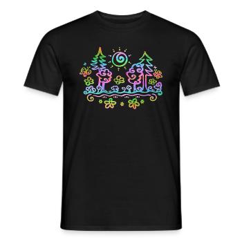 Bunter Wald, Natur, Wandern, Sommer, Sonne, Blumen - Männer T-Shirt - Schwarz - Vorne - AI Model Male 178 light (178cm)