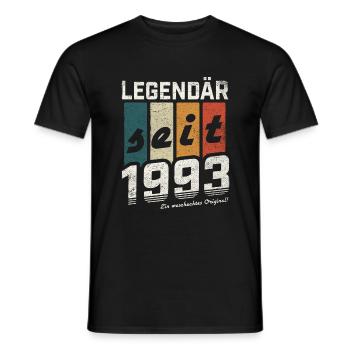 LEGENDÄR SEIT 1993 WASCHECHTES ORIGINAL GEBURTSTAG - Männer T-Shirt - Schwarz - Vorne - AI Model Male 178 light (178cm)