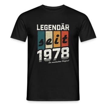 LEGENDÄR SEIT 1978 WASCHECHTES ORIGINAL GEBURTSTAG - Männer T-Shirt - Schwarz - Vorne - AI Model Male 178 light (178cm)