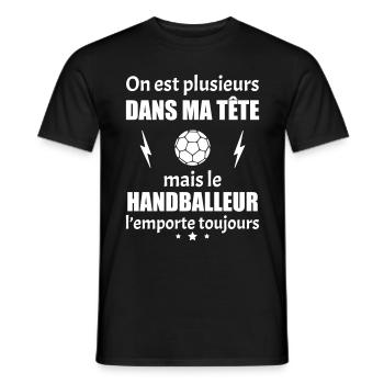 On est plusieurs dans ma tête handballeur,handball - T-shirt homme - noir - Devant - AI Model Male 178 light (178cm)