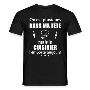 On est plusieurs dans ma tête cuisinier, cuisine - T-shirt homme - noir - Devant - AI Model Male 178 light (178cm)
