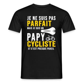 papy cycliste humour vélo velo vélos velos - T-shirt homme - noir - Devant - AI Model Male 178 light (178cm)