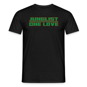 Junglist One Love Drum und Bass DNB Green Remix - Männer T-Shirt - Schwarz - Vorne - AI Model Male 178 light (178cm)