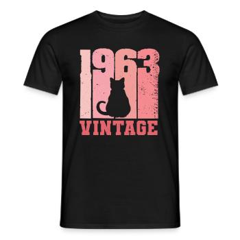 1963 Cat Vintage Pink Pink - Men's T-Shirt - black - Front - AI Model Male 178 light (178cm)
