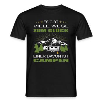 Bus Camping Camper Wohnwagen Glück - Männer T-Shirt - Schwarz - Vorne - AI Model Male 178 light (178cm)