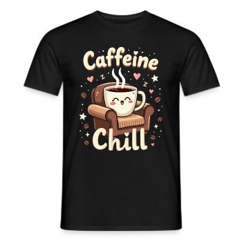 Fun "Caffeine & Chill" for coffee lovers - Men's T-Shirt - black - Front - AI Model Male 178 light (178cm)