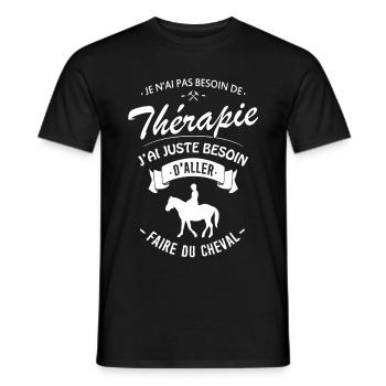 Tshirt Thérapie équitation - Faire du Cheval - T-shirt homme - noir - Devant - AI Model Male 178 light (178cm)