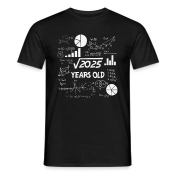 Racine carrée de 2025 | 45 Anniversaire Math 45 ans - T-shirt homme - noir - Devant - AI Model Male 178 light (178cm)