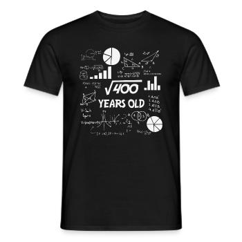 Square Root of 400| 20 Birthday Math 20 Years Old - Men's T-Shirt - black - Front - AI Model Male 178 light (178cm)