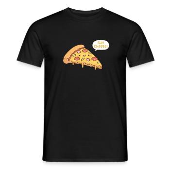Cute Pizza Say Cheese Doodle Pun - Men's T-Shirt - black - Front - AI Model Male 178 light (178cm)