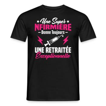 Retraite infirmière, Cadeau future retraitée - T-shirt homme - noir - Devant - AI Model Male 178 light (178cm)