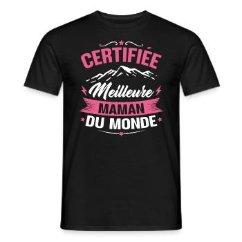 Certifiée meilleure maman du monde - Humour cadeau - T-shirt homme - noir - Devant - AI Model Male 178 light (178cm)