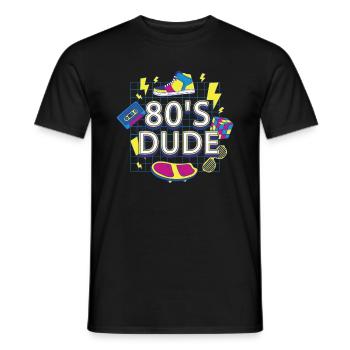 Kostüm 80's Dude Eighties Party 80er Jahre 1980er - Männer T-Shirt - Schwarz - Vorne - AI Model Male 178 light (178cm)