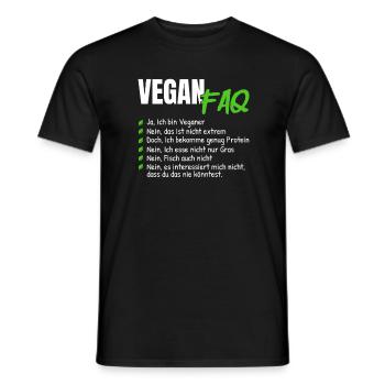 Lustiges Vegan FAQ Veganer Spruch - Männer T-Shirt - Schwarz - Vorne - AI Model Male 178 light (178cm)